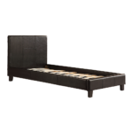 Single Bed Frame PU Leather Padded Headboard Sturdy Black 190x100cm