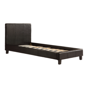 Single Bed Frame PU Leather Padded Headboard Sturdy Black 190x100cm