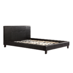 Double Bed Frame PU Leather Black Modern Sturdy Wood Slats 190x140cm