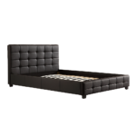 Queen Bed Frame Tufted Headboard PU Leather Durable 153x203cm Black