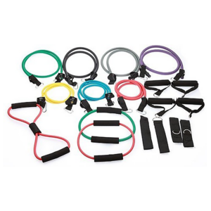 19PC Resistance Bands Set 134kg Total Workout Yoga Fitness Kit with Travel Pouch