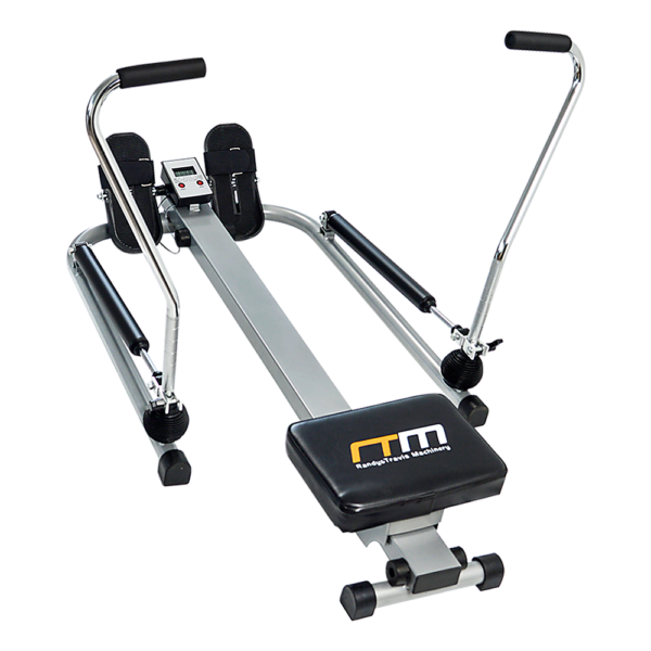 Rowing Machine Fitness Rower Hydraulic Resistance Adjustable Foot Straps Display