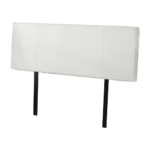 Double Bed Headboard White PU Leather Customizable Height Elegant Stitched