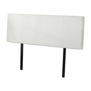 Double Bed Headboard White PU Leather Customizable Height Elegant Stitched