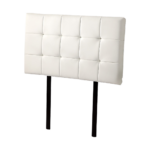 Single Bed Tufted Headboard White PU Leather Adjustable 980x560mm