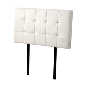 Single Bed Tufted Headboard White PU Leather Adjustable 980x560mm