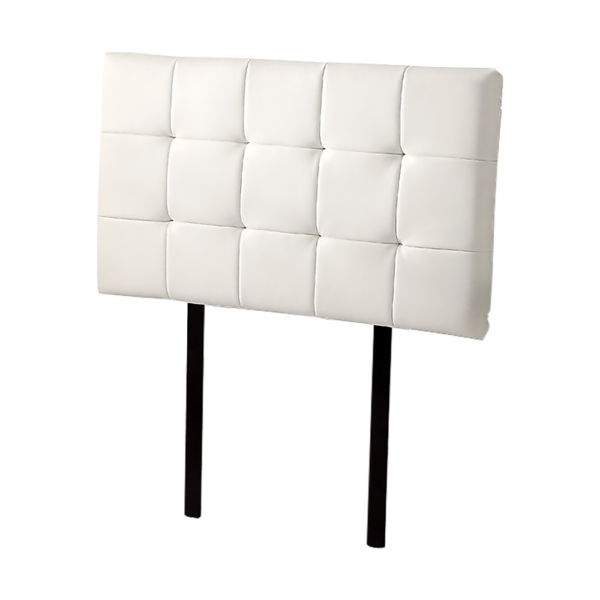 Single Bed Tufted Headboard White PU Leather Adjustable 980x560mm