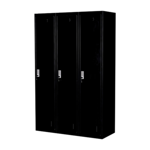 3 Door Metal Storage Locker 180x114x45cm Black Ventilated with Lock & Key