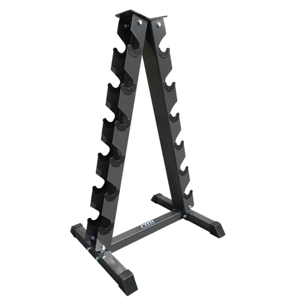 Dumbbell Rack Stand 14 Gauge Steel 12 Slot 250lb Capacity Rubber Caps Stability