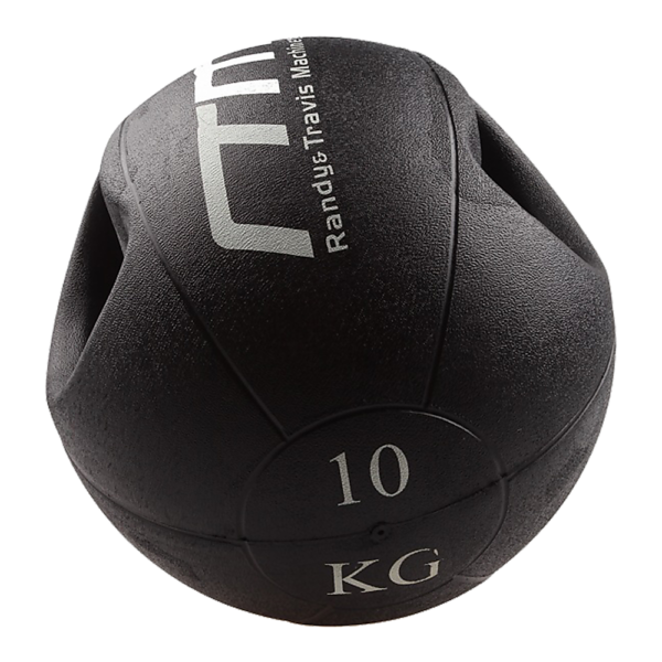 Medicine Ball 10kg Dual Grip Rubber Fitness Training 26cm Black Core Workout