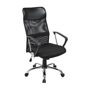 Ergonomic Office Chair Adjustable Mesh PU Leather Black Executive 112 121cm