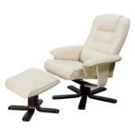 Massage Chair Recliner Ottoman Cream PU Leather 8 Motors Remote Control Timer