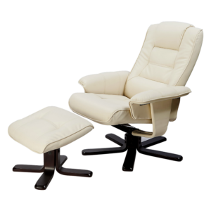 Massage Chair Recliner Ottoman Cream PU Leather 8 Motors Remote Control Timer