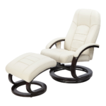 Massage Chair Recliner with Ottoman Cream PU Leather 8 Motors Remote Control