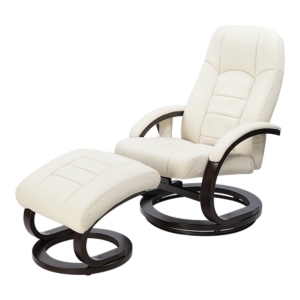 Massage Chair Recliner with Ottoman Cream PU Leather 8 Motors Remote Control