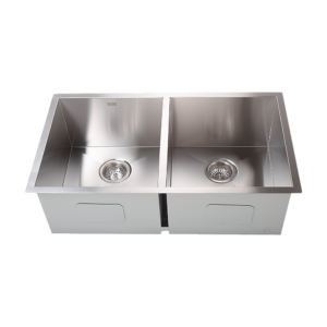 Stainless Steel Double Sink 820x457mm Handcrafted Undermount Topmount with Waste