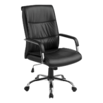 Executive Office Chair PU Leather Padded Lumbar Support Adjustable Black