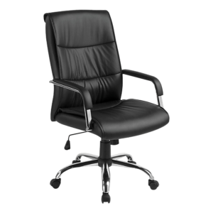 Executive Office Chair PU Leather Padded Lumbar Support Adjustable Black