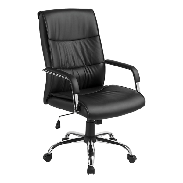 Executive Office Chair PU Leather Padded Lumbar Support Adjustable Black