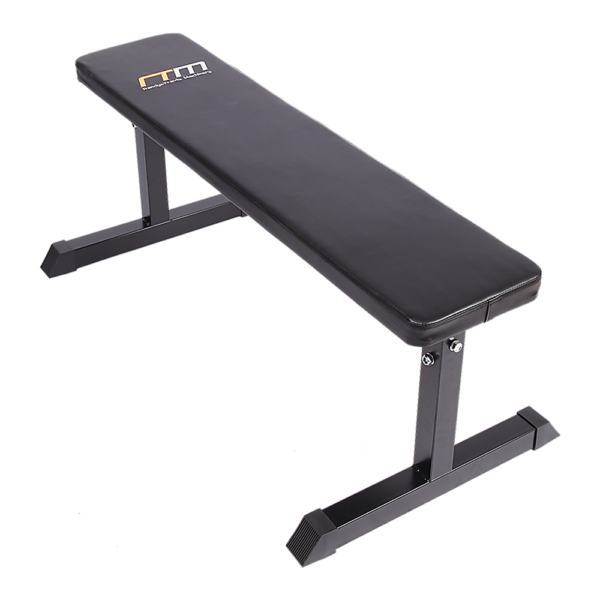 Flat Bench Press 110kg Capacity Padded Home Gym Workout Metal Frame Black 110x52cm