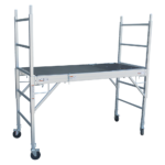 Aluminum Scaffold Ladder 1.8m Adjustable Platform with Hatch Castors 42kg