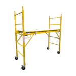 Mobile Scaffold Ladder 450KG Load 1.8m Adjustable Height Safety Locks Yellow