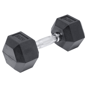 Rubber Hex Dumbbell 10KG Ergonomic Home Gym Weight One Piece Construction