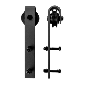 Sliding Barn Door Kit 2m Steel Track Rollers Stops Guide Black 150kg Capacity