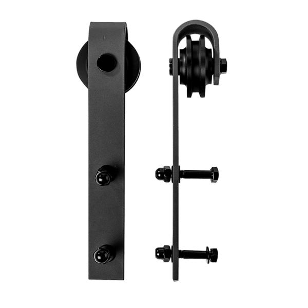 Sliding Barn Door Kit 2m Steel Track Rollers Stops Guide Black 150kg Capacity