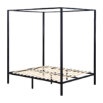 Double Bed Frame Four Poster Modern Black Metal 137x187cm 300kg Capacity