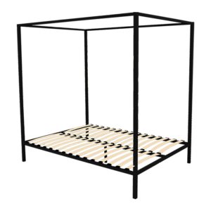 Queen Size Black Four Poster Bed Frame Modern Metal 300kg Capacity