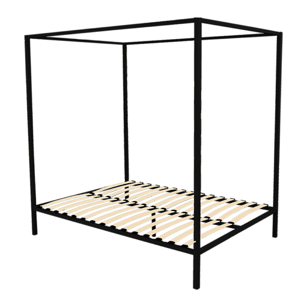 Queen Size Black Four Poster Bed Frame Modern Metal 300kg Capacity