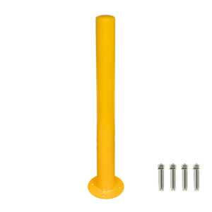 Heavy Duty Yellow Steel Bollard Post 1000mm H 90mm Dia 10kg with Dynabolts