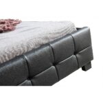 King Single Deluxe Bed Frame PU Leather Padded Headboard Black 206x114cm