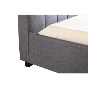 King Single Deluxe Bed Frame Linen Fabric Padded Headboard Grey 206x114cm