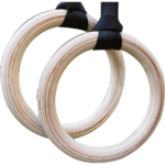 Gymnastic Rings Birch Wood Non Slip 235mm 25mm Thick 700kg Max Load 4.5m Straps