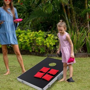 Cornhole Game Set Portable Aluminum Frame UV Resistant Foldable Design