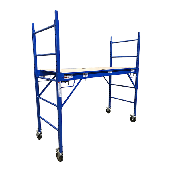 Mobile Scaffold Ladder 450KG Load 1.8m Adjustable Height Safety Locks Blue