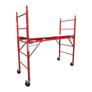 Mobile Scaffold Ladder 450KG Load 1.8m Adjustable Height Safety Locks Red