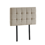 Single Bed Linen Headboard Deluxe Stitched Adjustable Height Beige