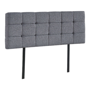 Double Bed Deluxe Linen Headboard Custom Height Stitched Grey 1430x560mm