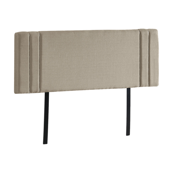 Double Bed Headboard Linen Fabric Deluxe Stitched Adjustable Height Beige