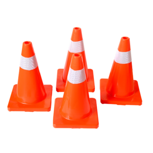 4pc 45cm PVC Traffic Safety Cones Reflective Stackable Wind Resistant Orange