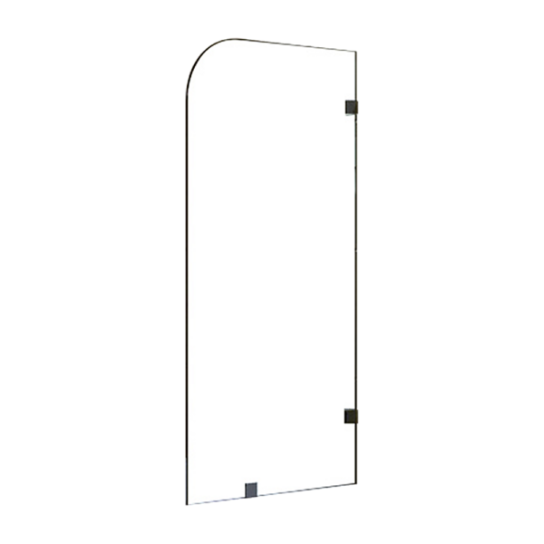 Frameless Shower Screen 700x1450mm 10mm Tempered Glass Bath Panel Black Hardware