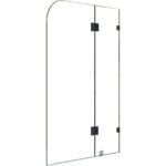 Frameless Shower Screen 900x1450mm 10mm Tempered Glass Bath Panel Black Hardware