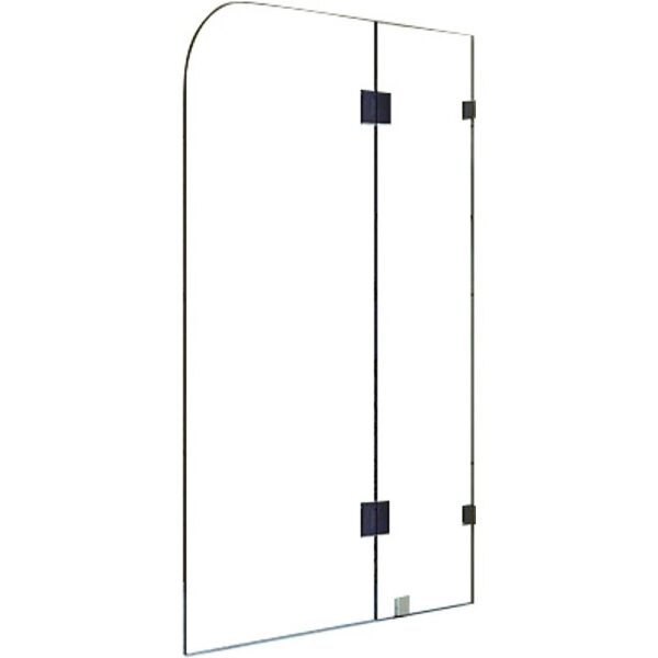 Frameless Shower Screen 900x1450mm 10mm Tempered Glass Bath Panel Black Hardware