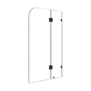 Frameless Shower Screen 1200x1450mm 10mm Tempered Glass Bath Panel Black Hinges