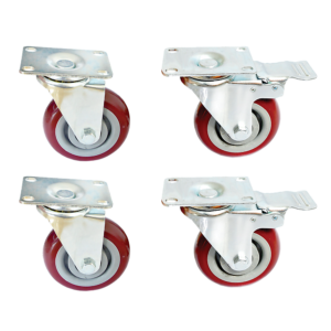 Heavy Duty 4 PU Swivel Castor Wheels 550kg Brake Load Set of 4 Non Mark