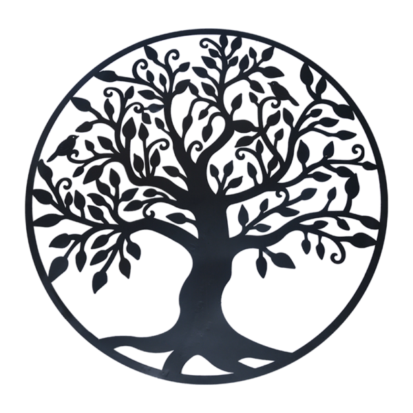 Tree of Life Wall Art Metal Iron Sculpture Black 60cm Indoor Outdoor Decor