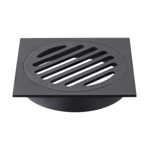 Square Floor Drain 110mm Black Brass Construction Modern Design Sturdy